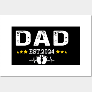 Dad Est 2024 New Dad Gift for Dad Anniversary Father Men Posters and Art